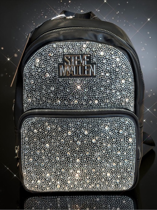 NWT Steve Madden Bling Rhinestone Mini Backpack Black Pristine main image 4